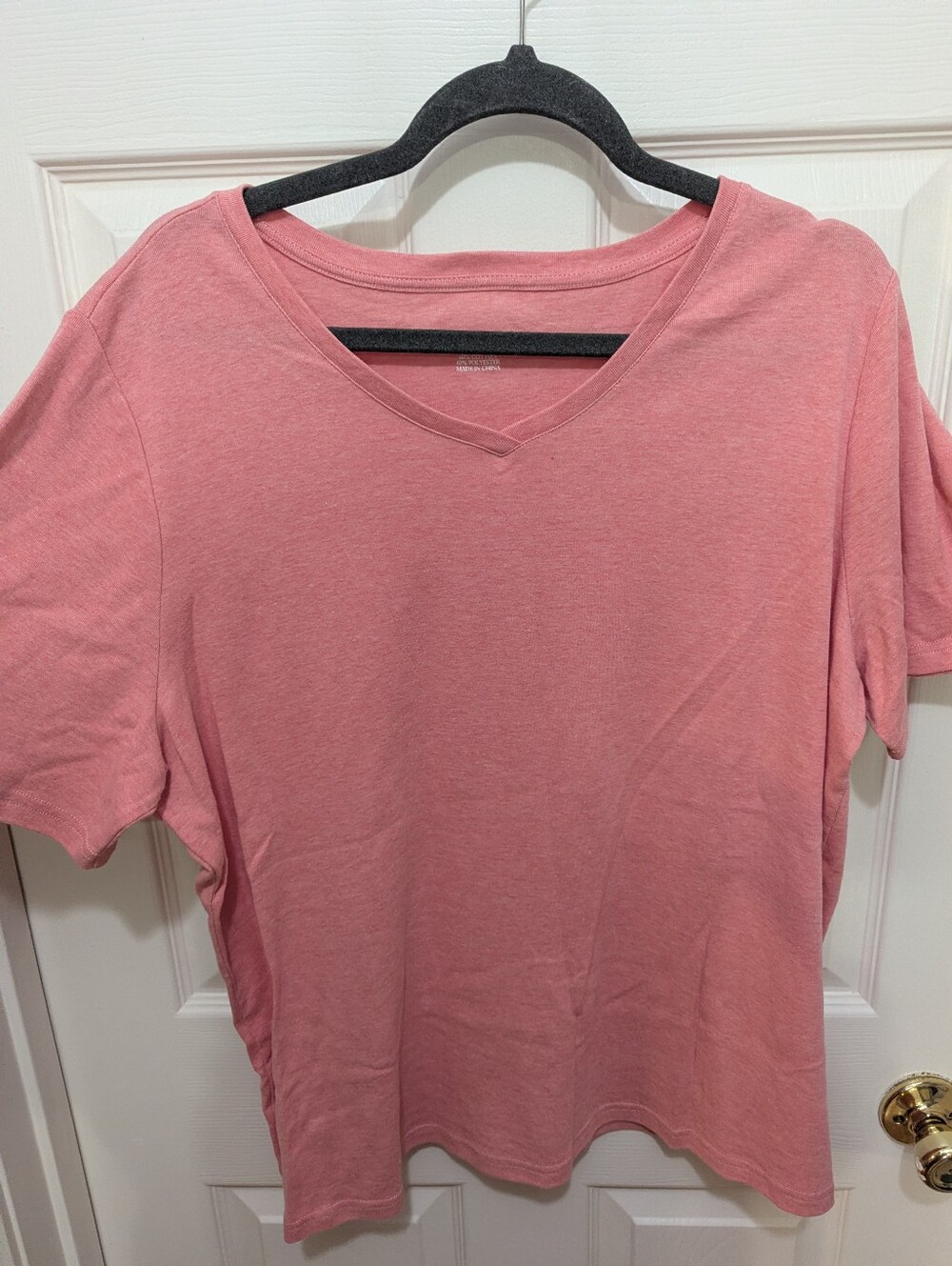 CJ Banks Light Coral-pink V-Neck Short Sleeve Tee